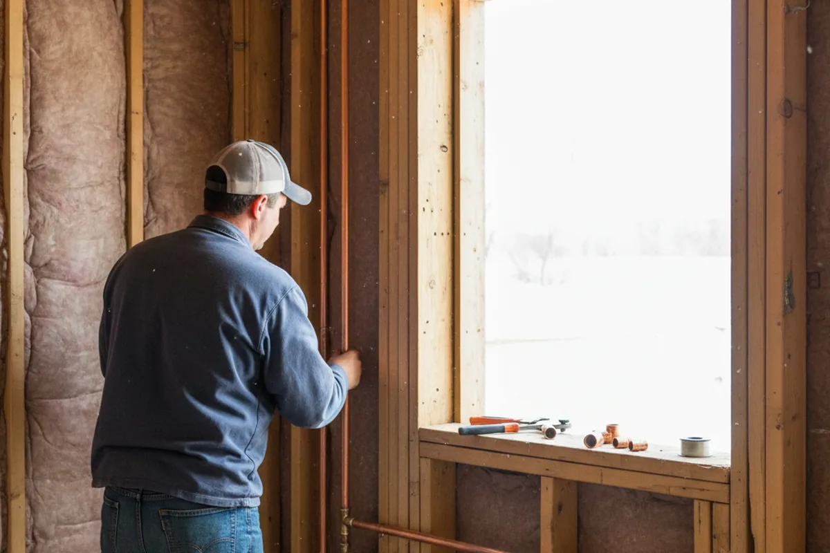 Licensed plumber running new copper supply lines in a Paw Paw home
