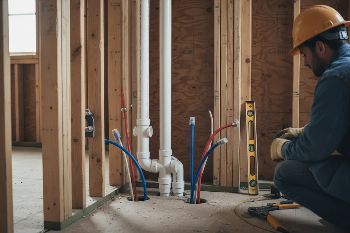 Drain and supply rough-in during Leak Detection in Paw Paw